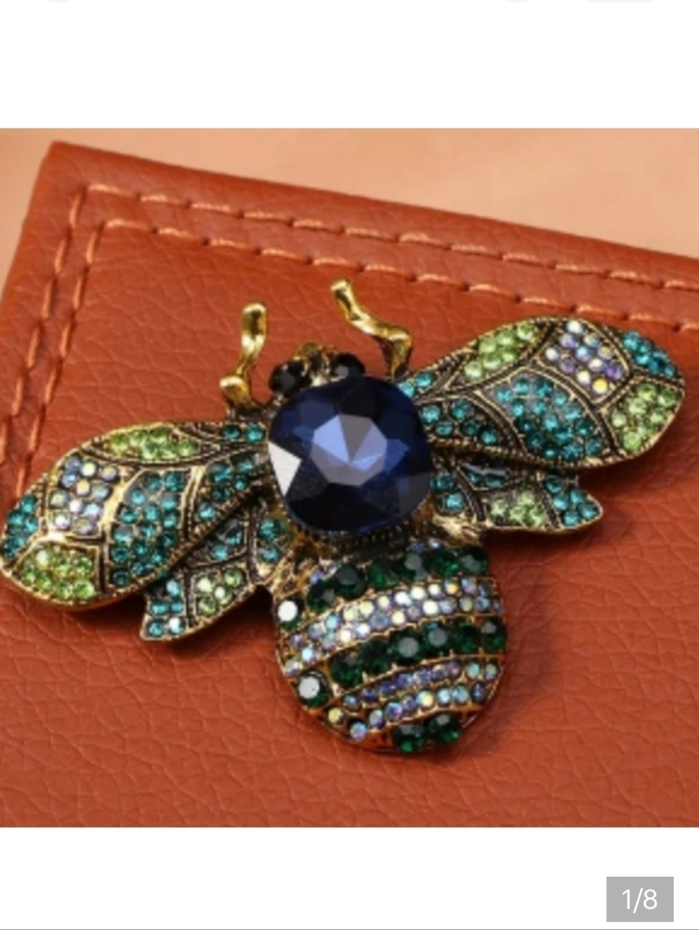 🆕️🐝 RHINESTONE ENCRUSTED  BUMBLE BEE BROOCH / PIN - DARK BLUE🐝